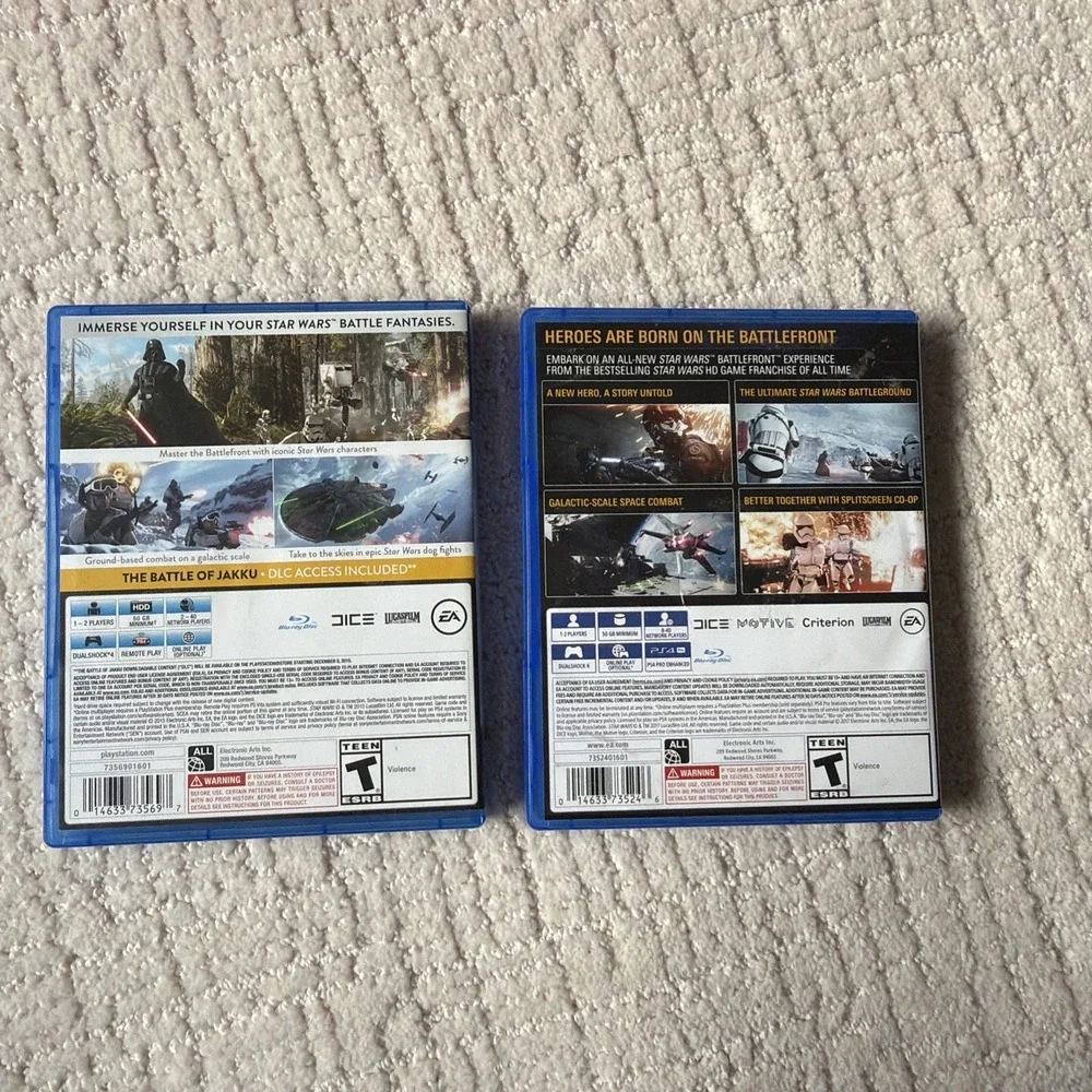 Lot Of 2 PS4 Games Star Wars Battlefront and Battlefront II - With Cases